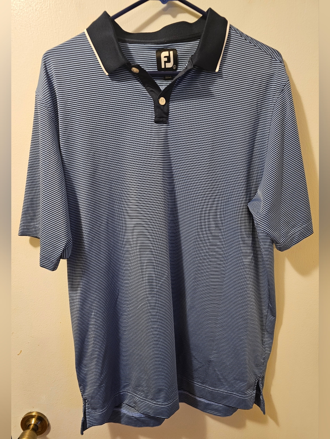 Footjoy Polo Shirt Stretch Men's Large Striped Blue